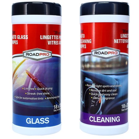 ROADPRO Auto Glass Wipes Cleaning Wipes Can 2 Pk HMPAPW30